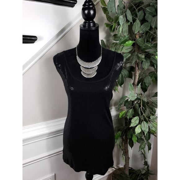 Lane Bryant Black Sequin Women Tank Top 26/28 Plus Size Sparkle Sleeveless Top - Picture 1 of 10